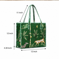 Green Jungle Quilted Cotton Tote Bag (12x12) thumbnail 3