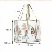 White Floral Quilted Cotton Tote Bag (12x12) thumbnail 4